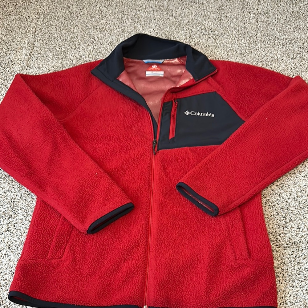 COLUMBIA men’s fleece Omni-heat zip up jacket sz M LIKE NEW